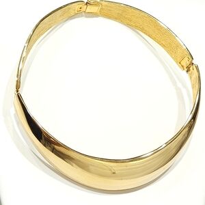 Alexis Kirk Signed Collar Cleopatra Necklace 70s TLC Bold Statement Chunky Gold